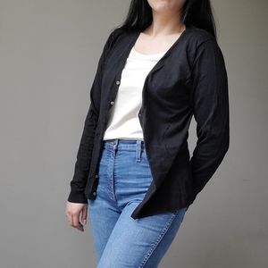 Hugo Boss Classic Black Long Sleeve Silk Cardigan